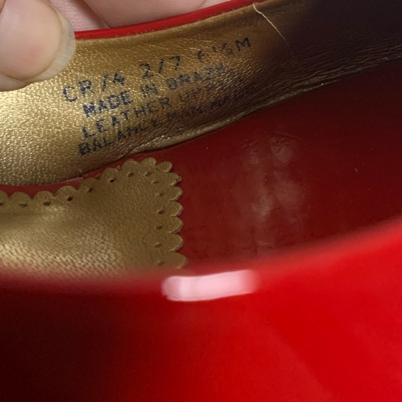 Red Patent Leather Peep Toe Slingback Wedges { Franco Sarto } - Picture 9 of 11